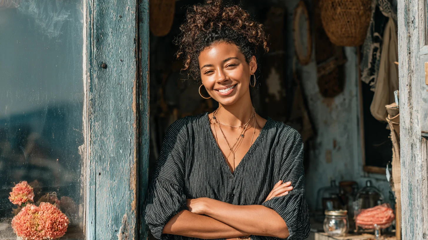 Confident small business owner representing Fig Loans personal loan success